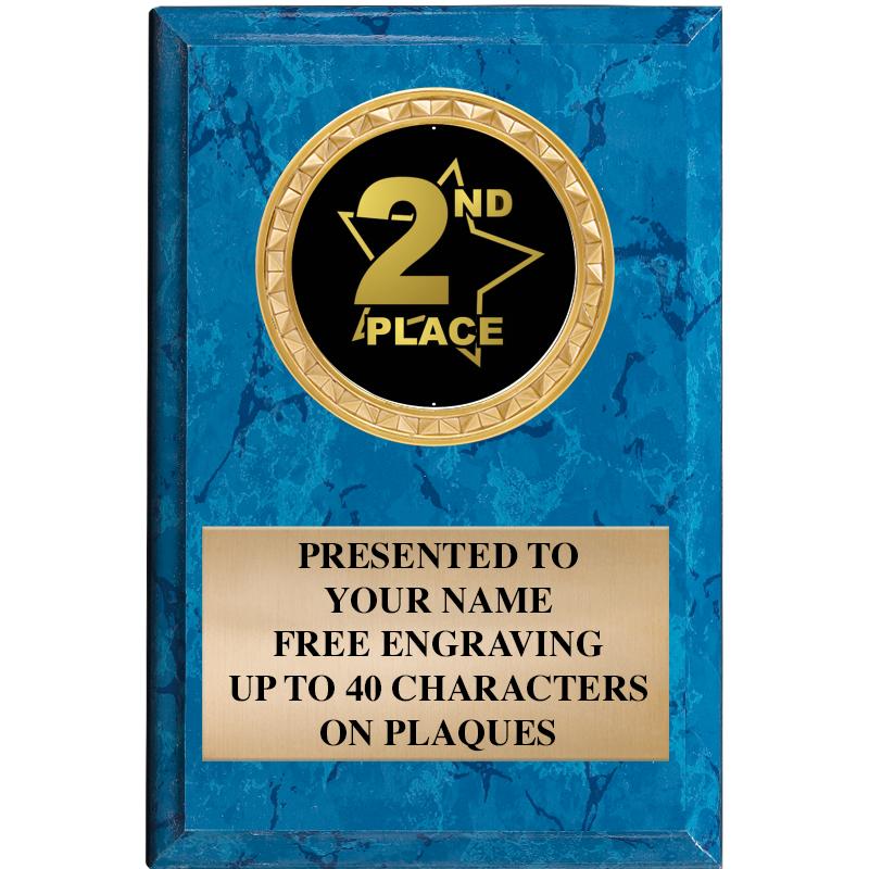 4" X 6" BLUE MBL INSERT PLQ