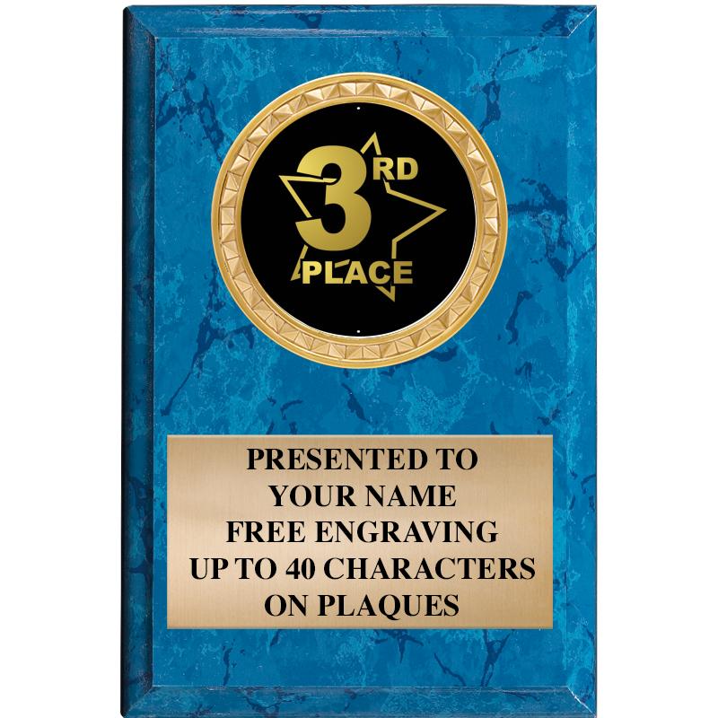 4" X 6" BLUE MBL INSERT PLQ