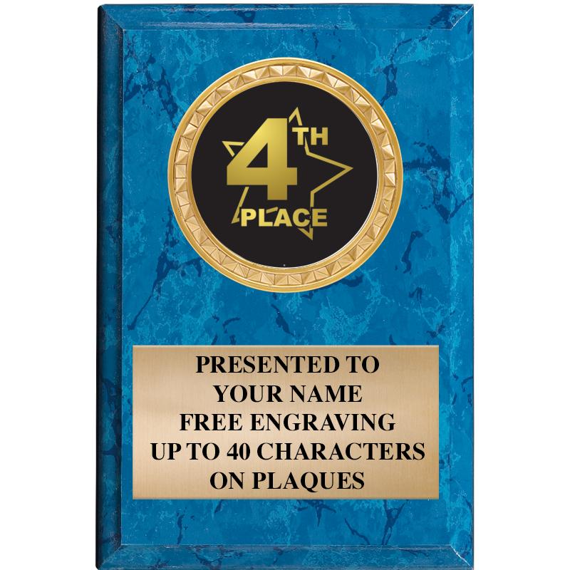 4" X 6" BLUE MBL INSERT PLQ