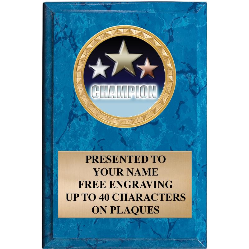 4" X 6" BLUE MBL INSERT PLQ