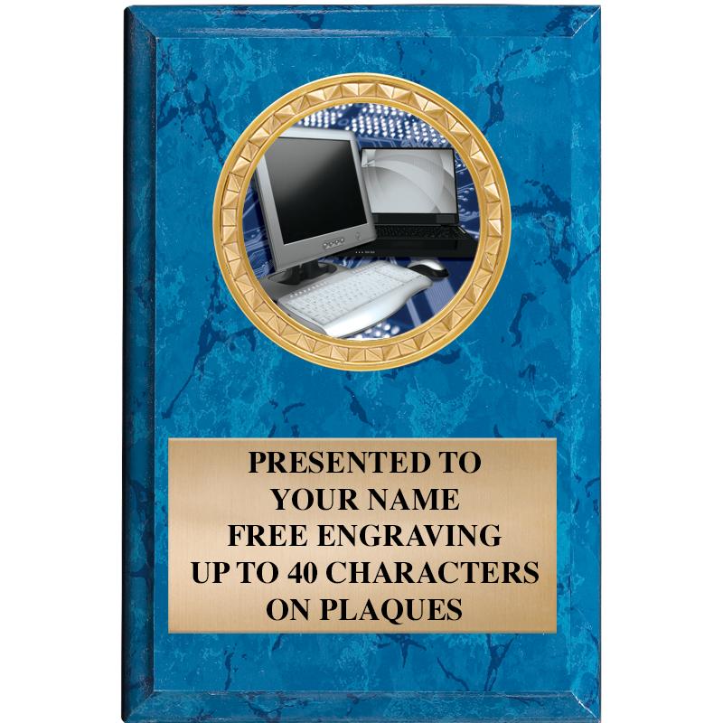 4" X 6" BLUE MBL INSERT PLQ