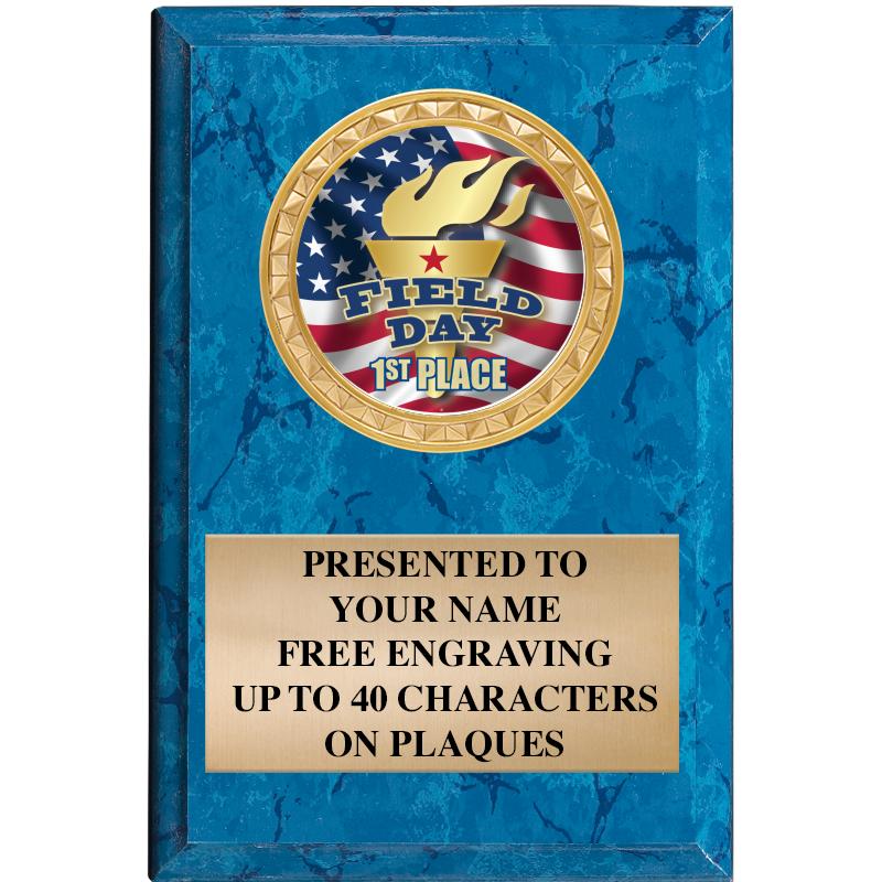 4" X 6" BLUE MBL INSERT PLQ