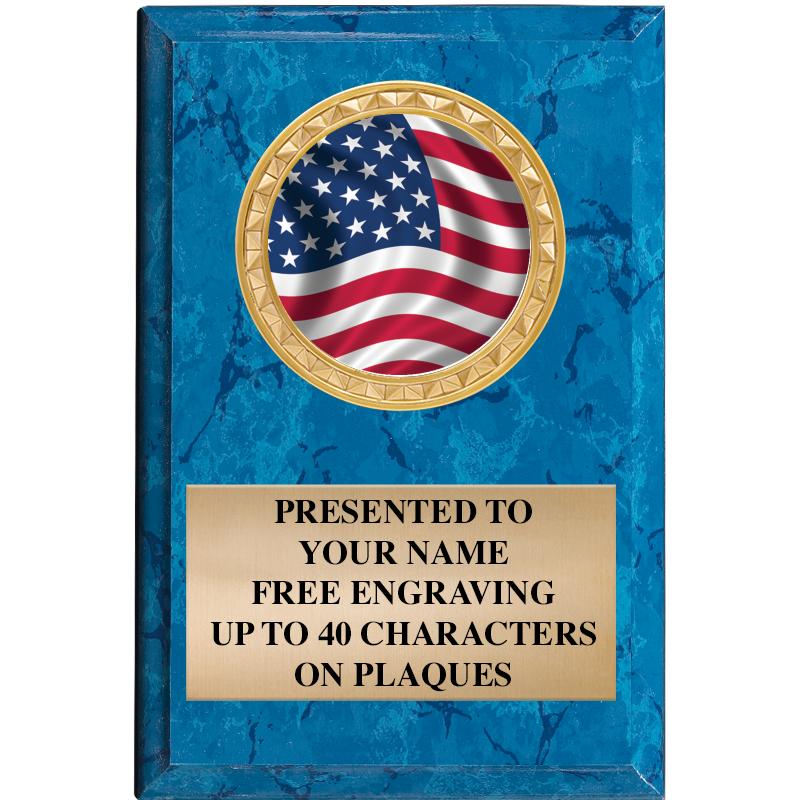 4" X 6" BLUE MBL INSERT PLQ