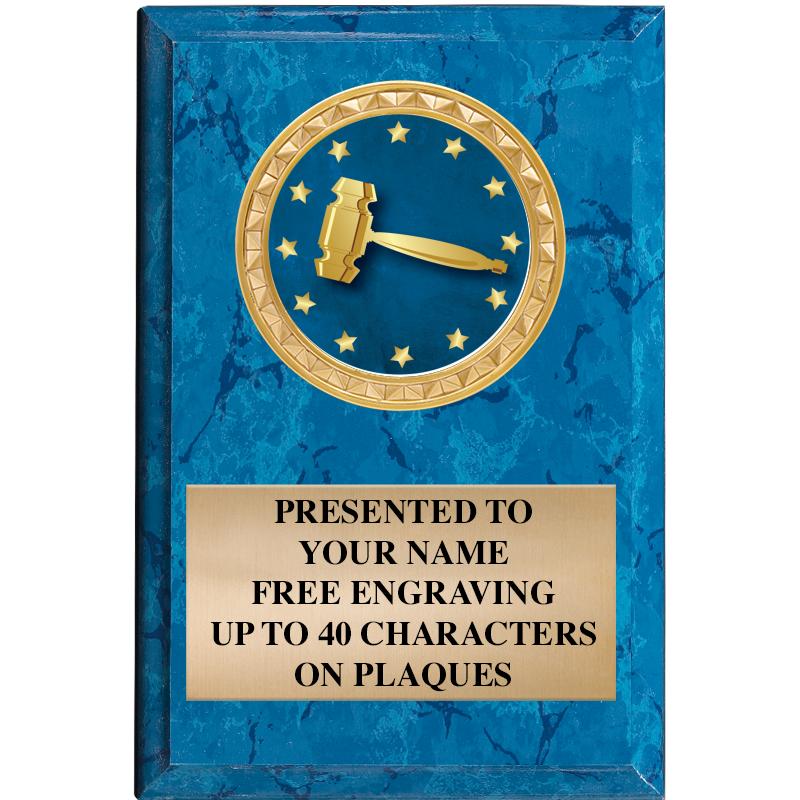 4" X 6" BLUE MBL INSERT PLQ