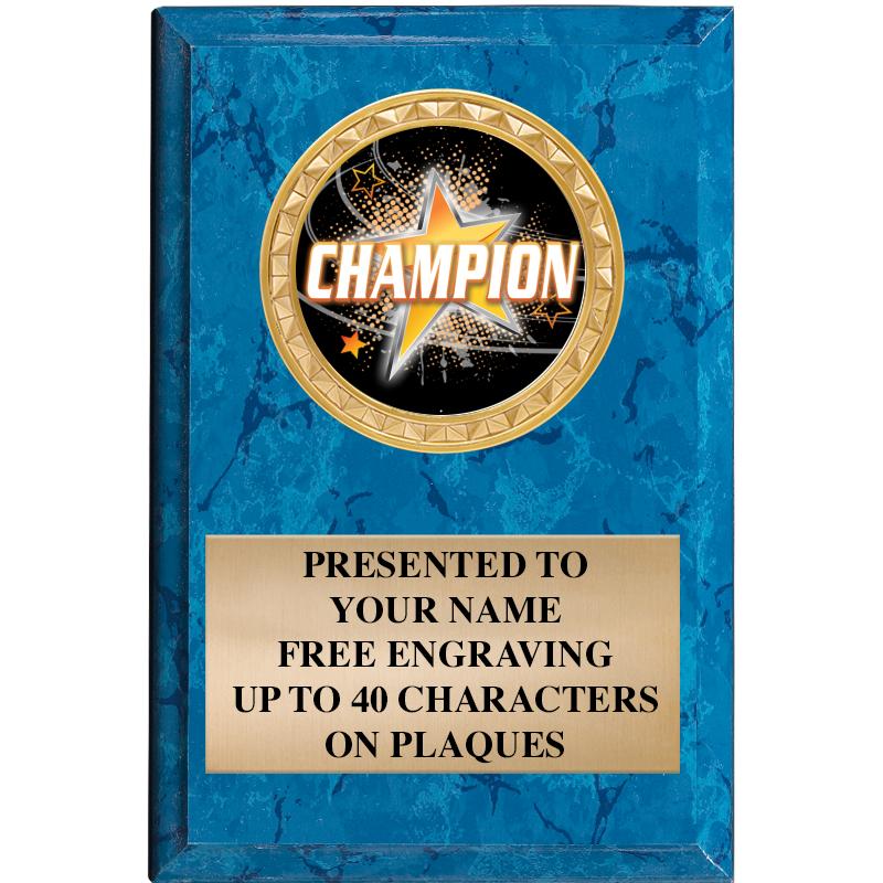 4" X 6" BLUE MBL INSERT PLQ