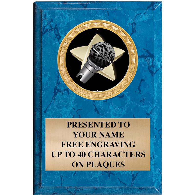 4" X 6" BLUE MBL INSERT PLQ