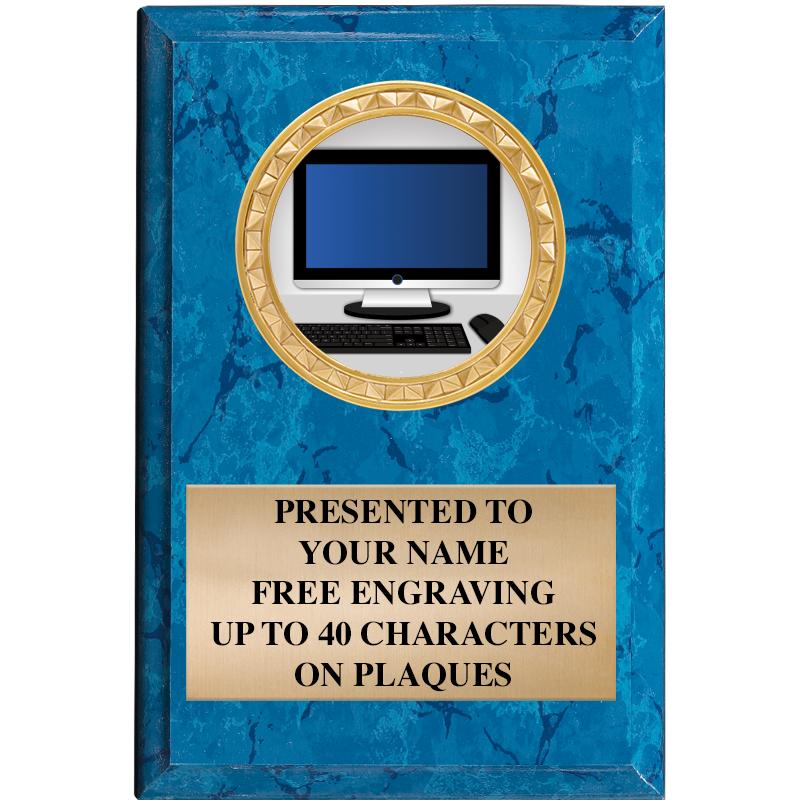 4" X 6" BLUE MBL INSERT PLQ