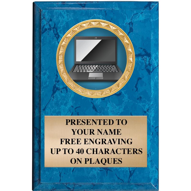 4" X 6" BLUE MBL INSERT PLQ