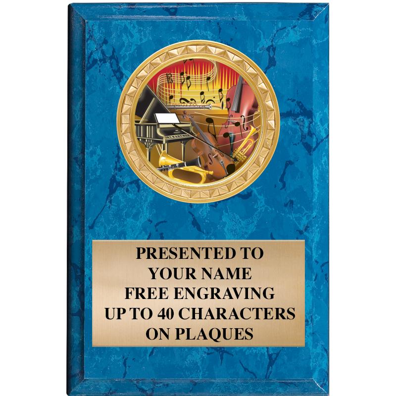 4" X 6" BLUE MBL INSERT PLQ