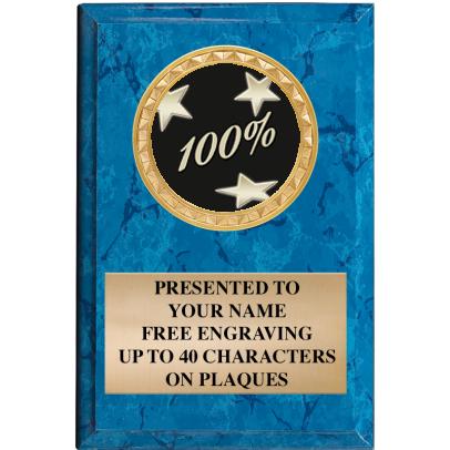 4" X 6" BLUE MBL INSERT PLQ