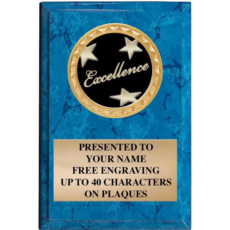 4" X 6" BLUE MBL INSERT PLQ