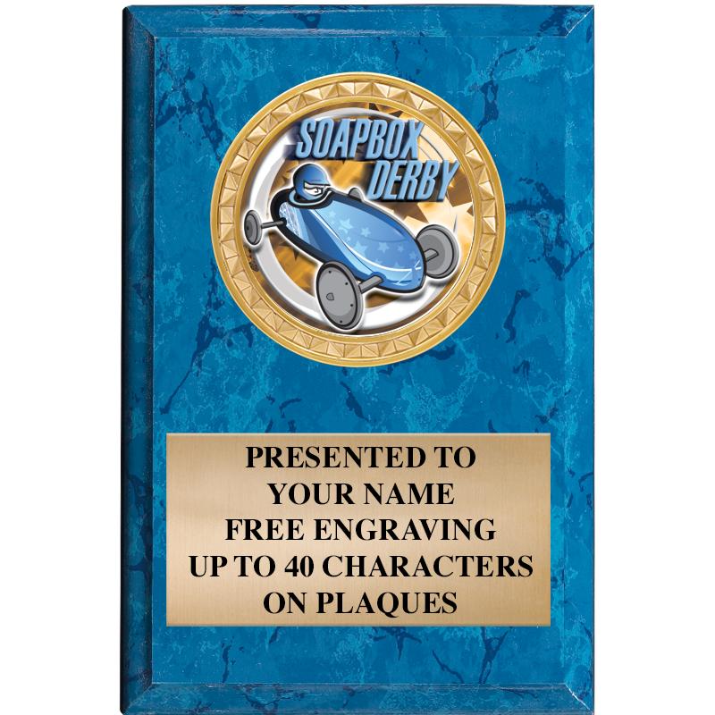 4" X 6" BLUE MBL INSERT PLQ