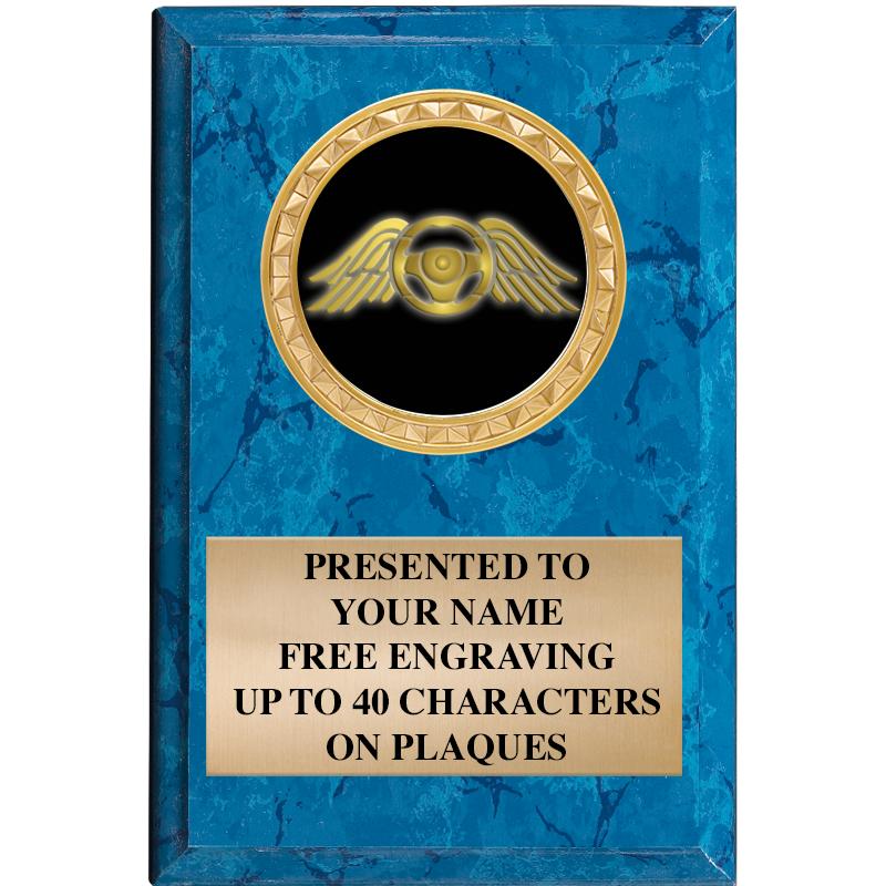 4" X 6" BLUE MBL INSERT PLQ