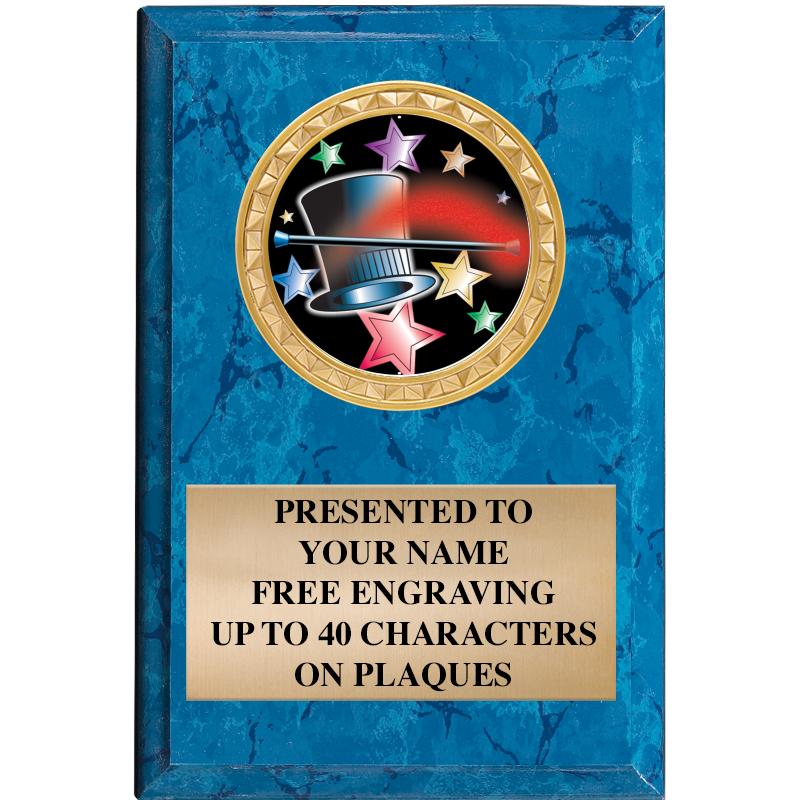 4" X 6" BLUE MBL INSERT PLQ