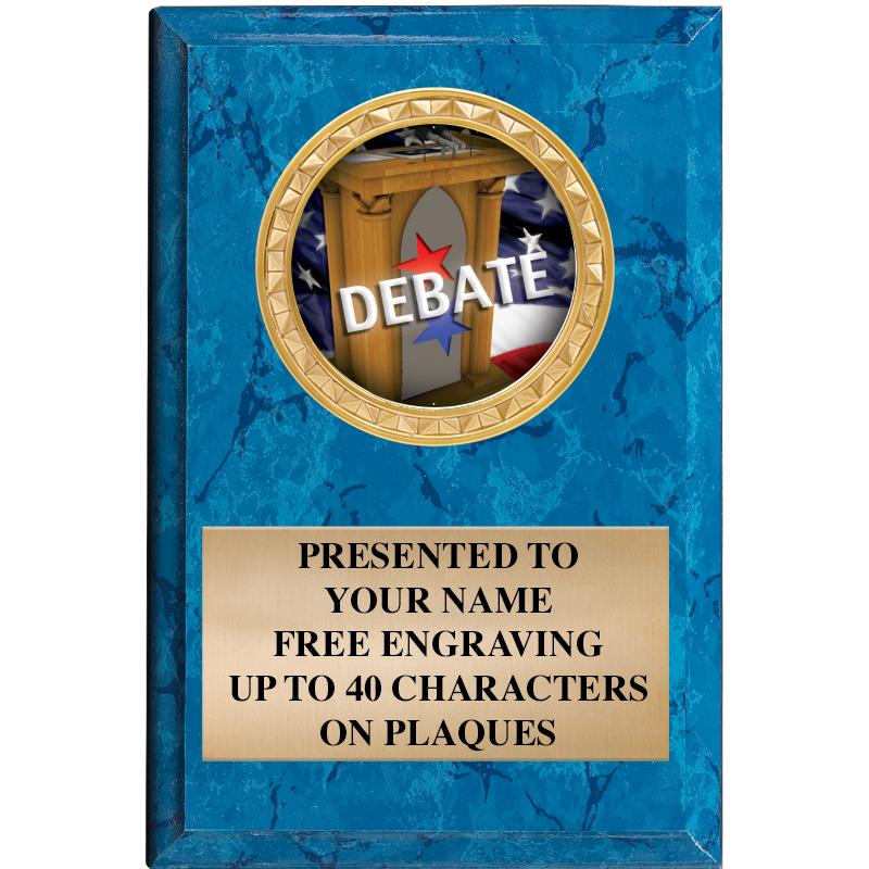 4" X 6" BLUE MBL INSERT PLQ