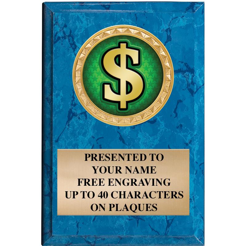 4" X 6" BLUE MBL INSERT PLQ