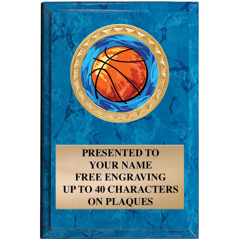 4" X 6" BLUE MBL INSERT PLQ