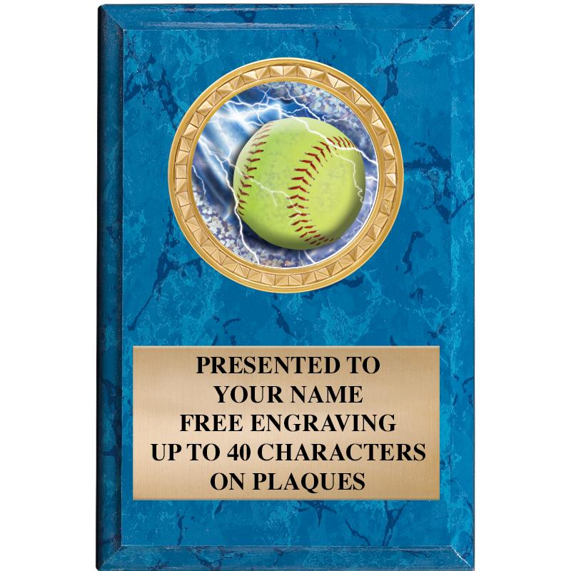 4" X 6" BLUE MBL INSERT PLQ