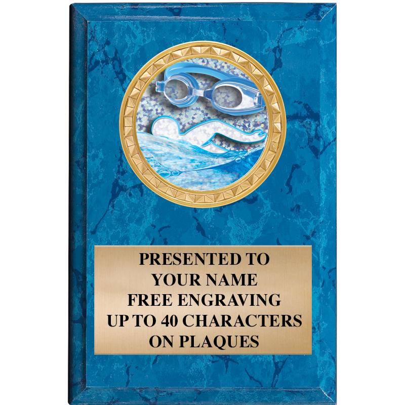 4" X 6" BLUE MBL INSERT PLQ