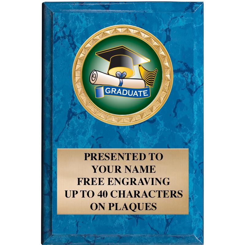 4" X 6" BLUE MBL INSERT PLQ