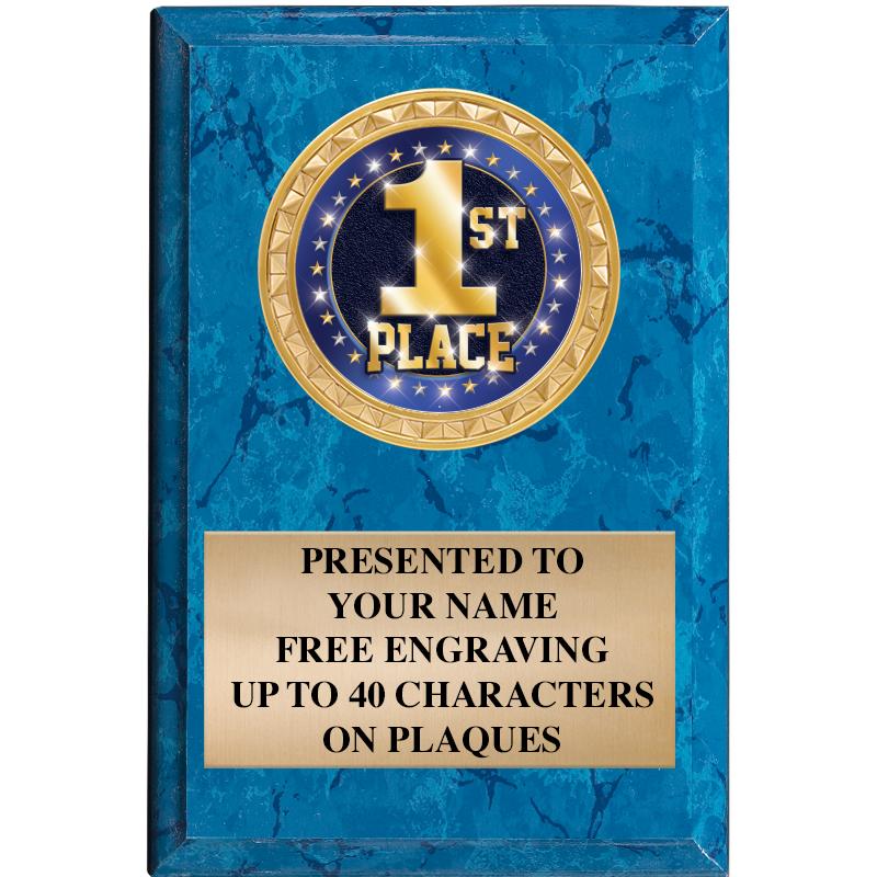 4" X 6" BLUE MBL INSERT PLQ