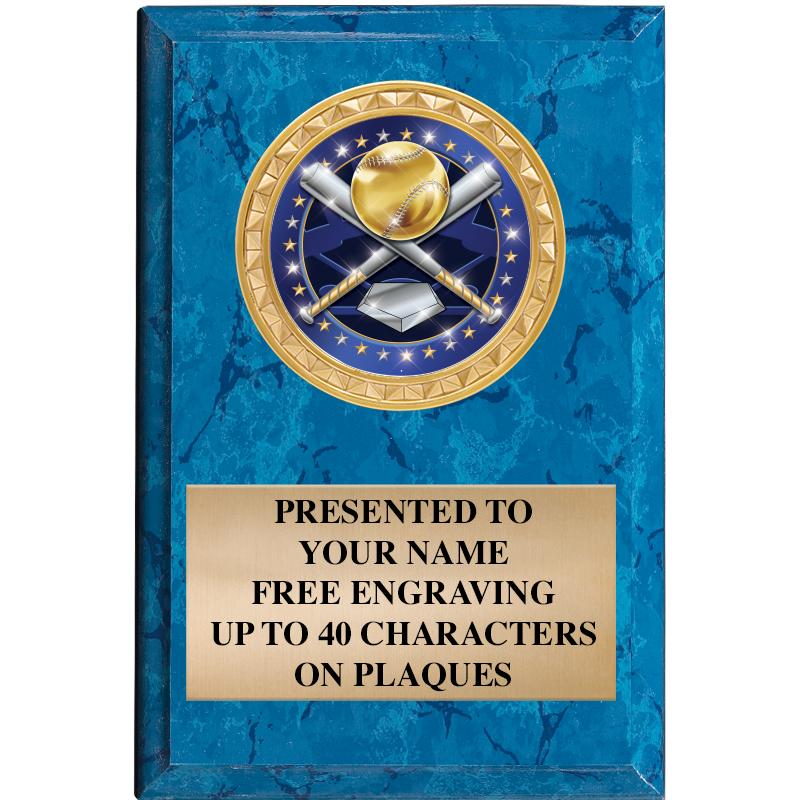 4" X 6" BLUE MBL INSERT PLQ