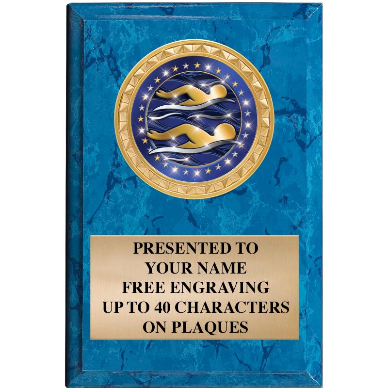 4" X 6" BLUE MBL INSERT PLQ