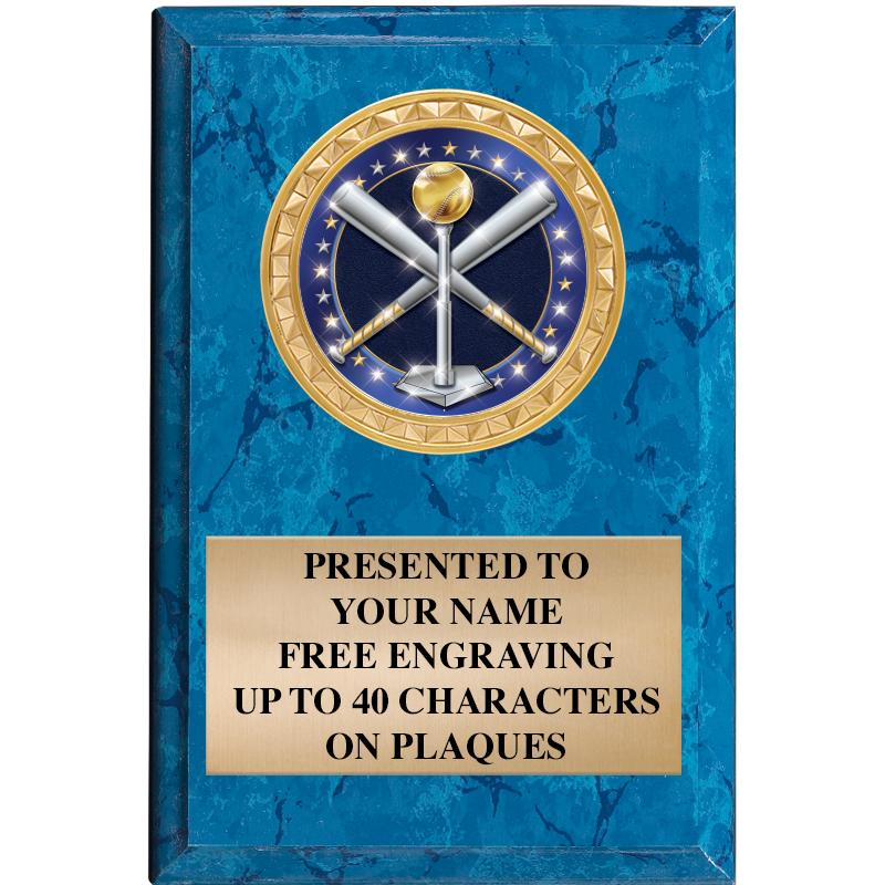 4" X 6" BLUE MBL INSERT PLQ