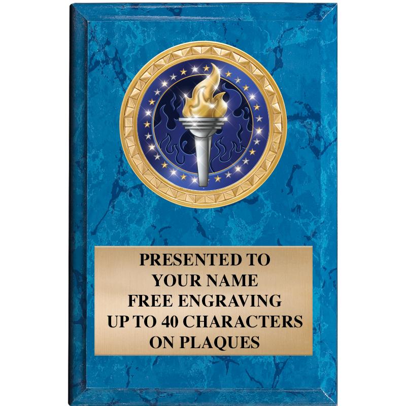 4" X 6" BLUE MBL INSERT PLQ