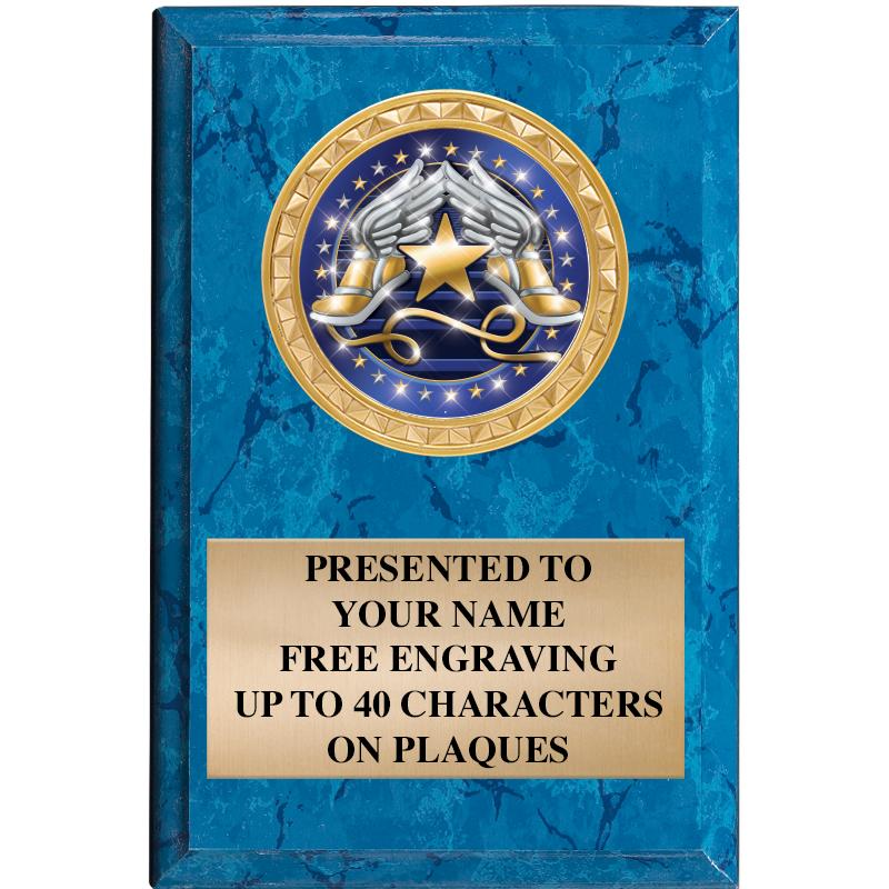 4" X 6" BLUE MBL INSERT PLQ