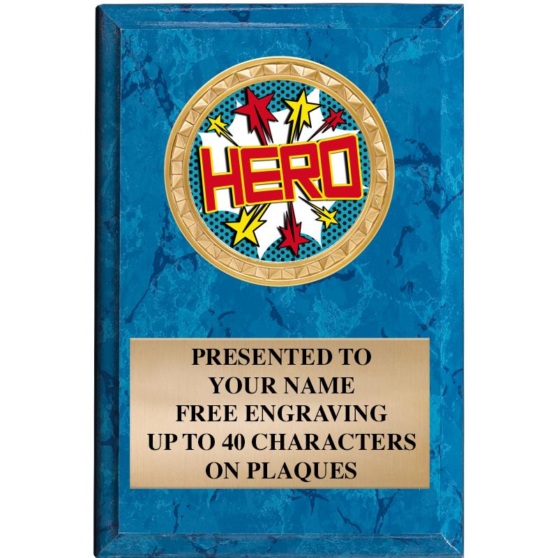 4" X 6" BLUE MBL INSERT PLQ