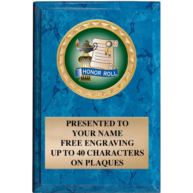 4" X 6" BLUE MBL INSERT PLQ