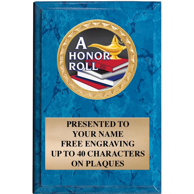 4" X 6" BLUE MBL INSERT PLQ