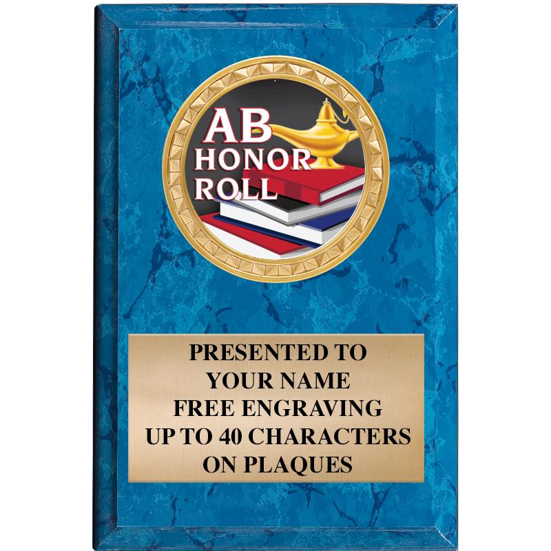 4" X 6" BLUE MBL INSERT PLQ