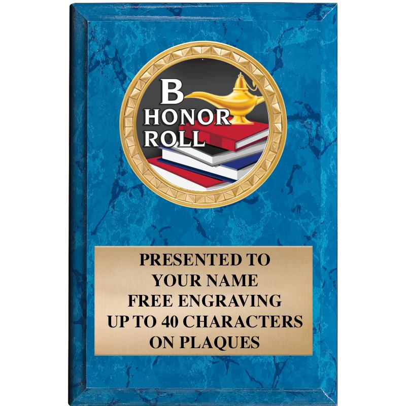 4" X 6" BLUE MBL INSERT PLQ