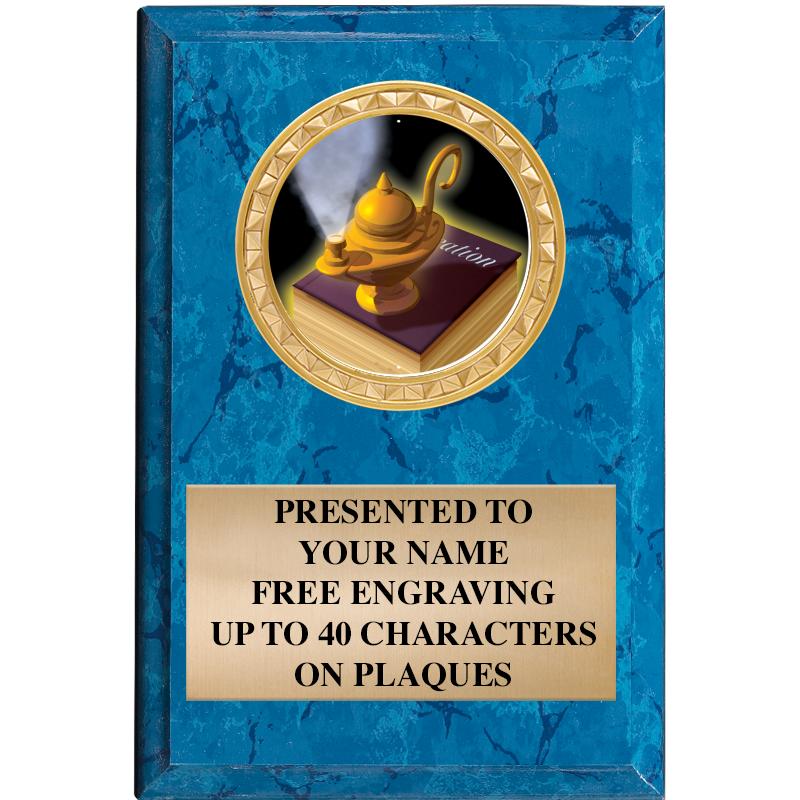 4" X 6" BLUE MBL INSERT PLQ