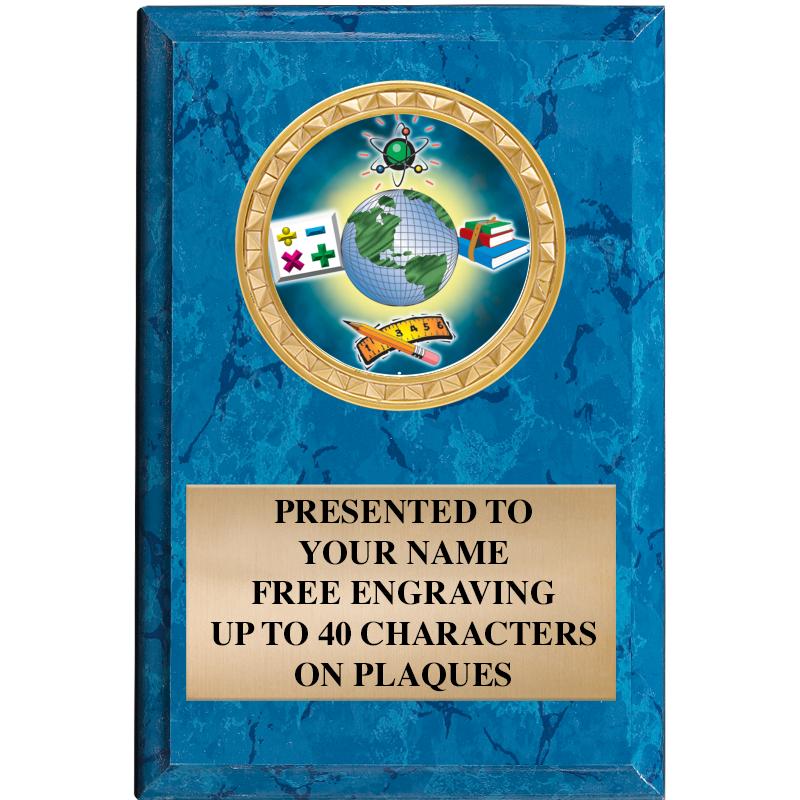 4" X 6" BLUE MBL INSERT PLQ