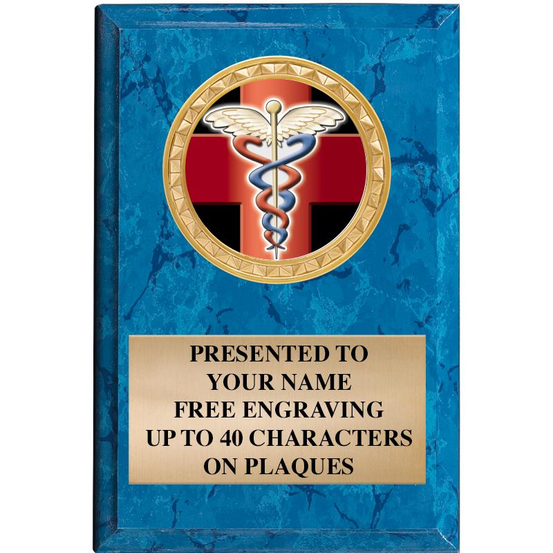 4" X 6" BLUE MBL INSERT PLQ