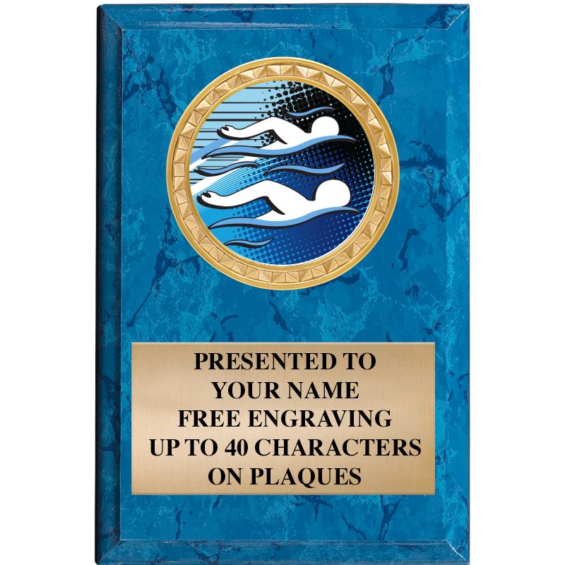 4" X 6" BLUE MBL INSERT PLQ