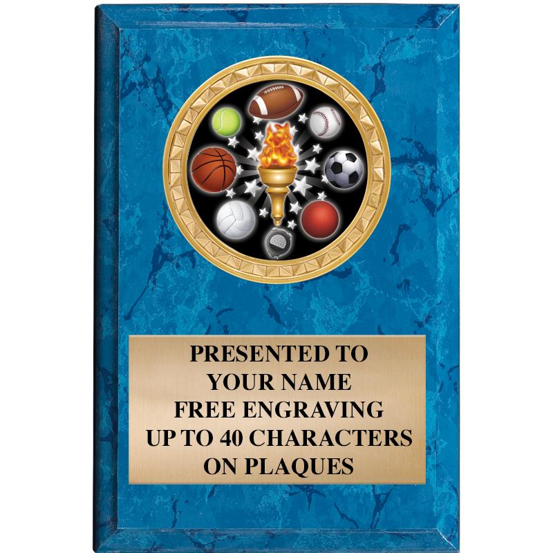 4" X 6" BLUE MBL INSERT PLQ