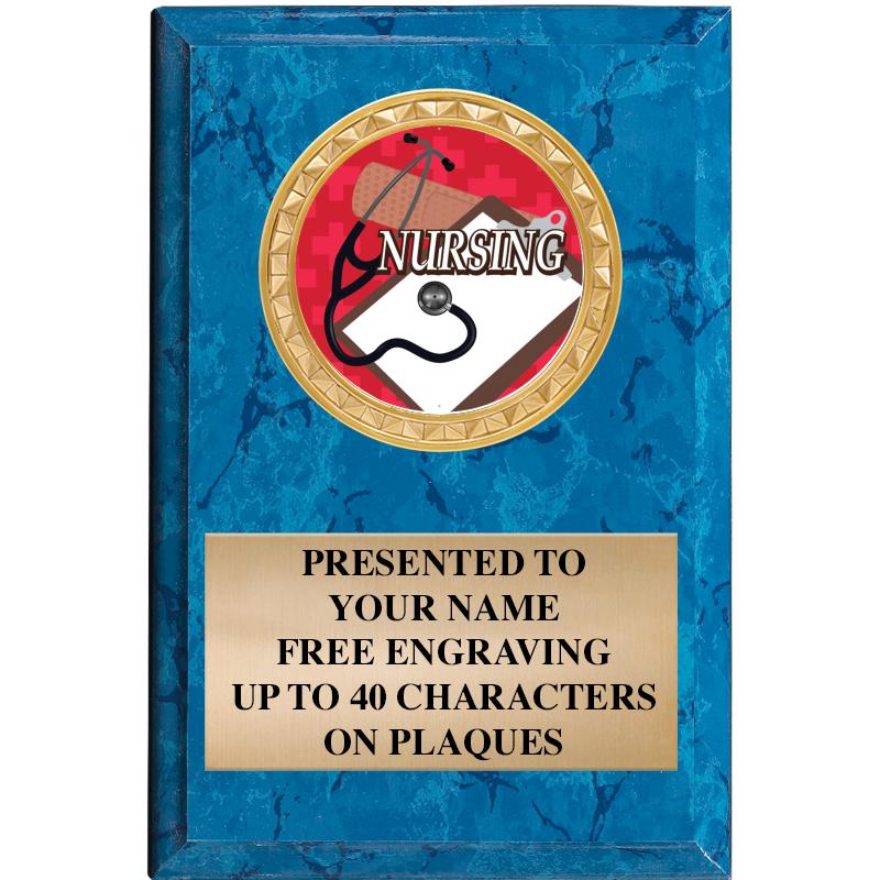 4" X 6" BLUE MBL INSERT PLQ