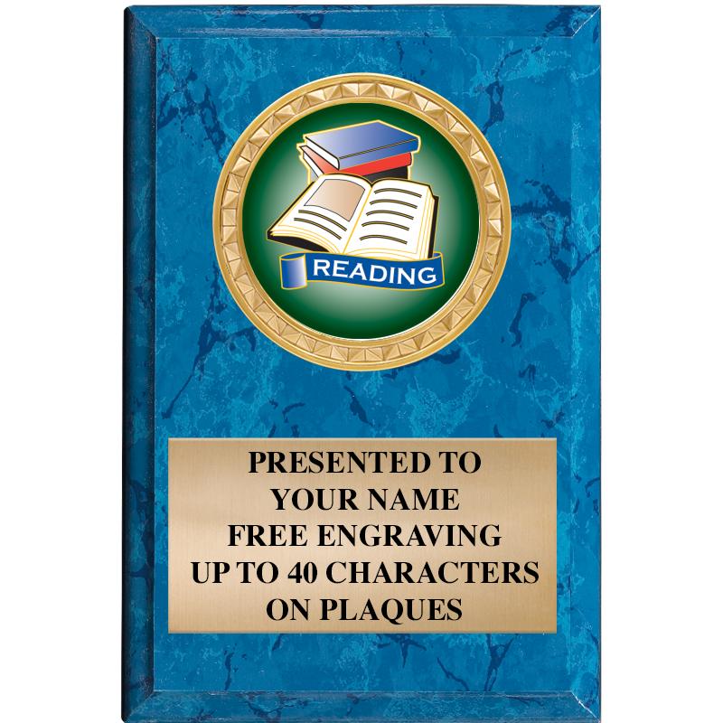 4" X 6" BLUE MBL INSERT PLQ