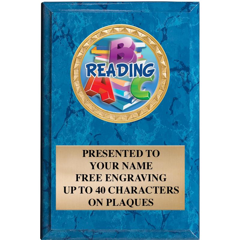 4" X 6" BLUE MBL INSERT PLQ