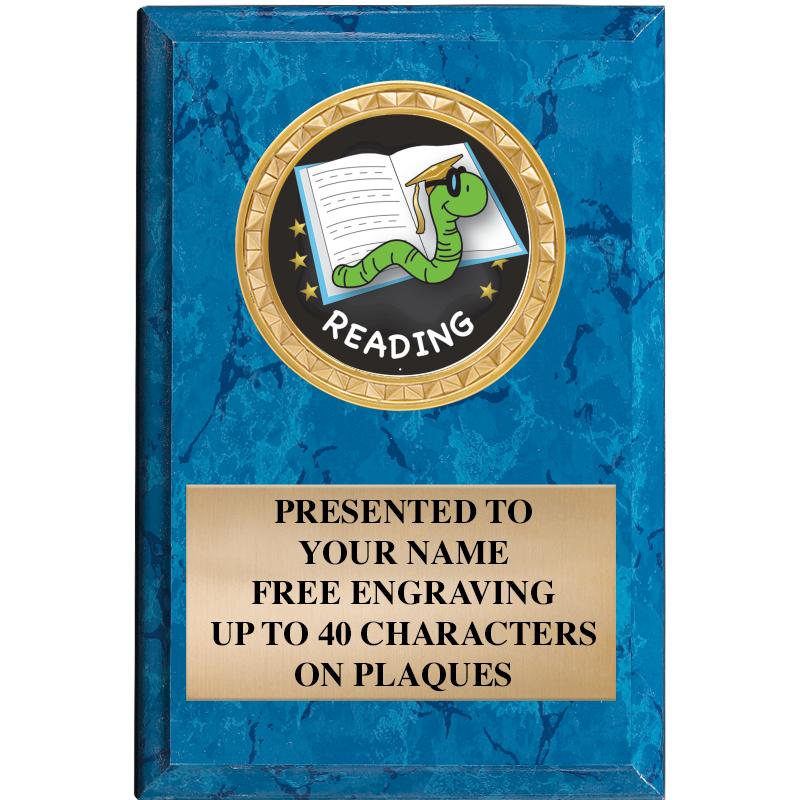 4" X 6" BLUE MBL INSERT PLQ