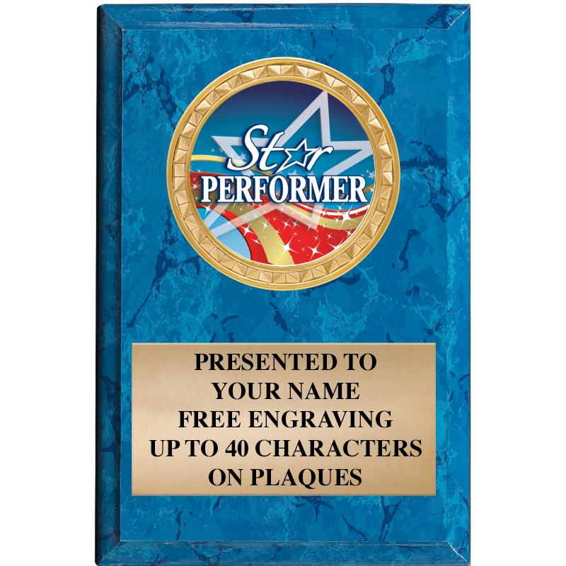 4" X 6" BLUE MBL INSERT PLQ