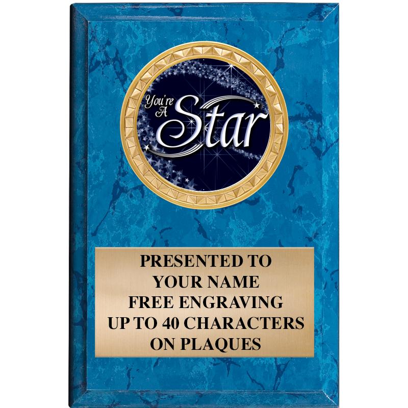 4" X 6" BLUE MBL INSERT PLQ