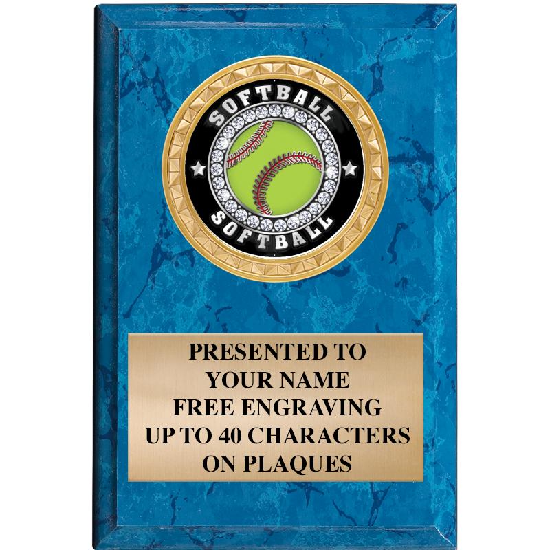 4" X 6" BLUE MBL INSERT PLQ