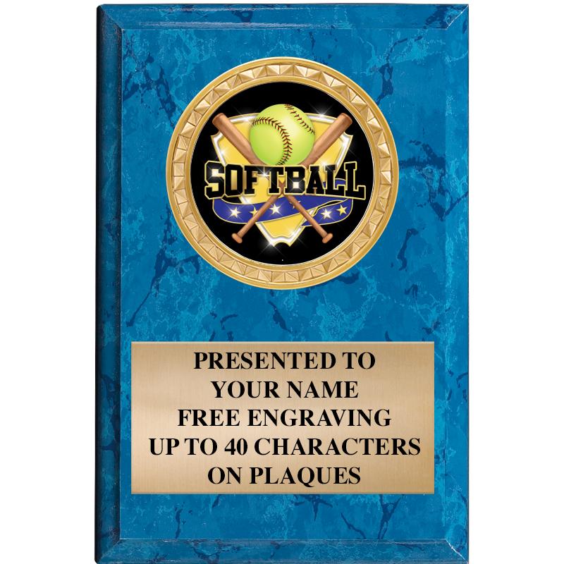 4" X 6" BLUE MBL INSERT PLQ