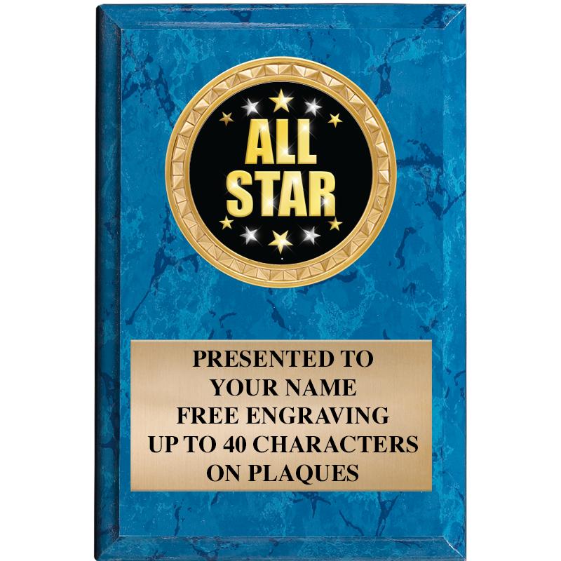 4" X 6" BLUE MBL INSERT PLQ