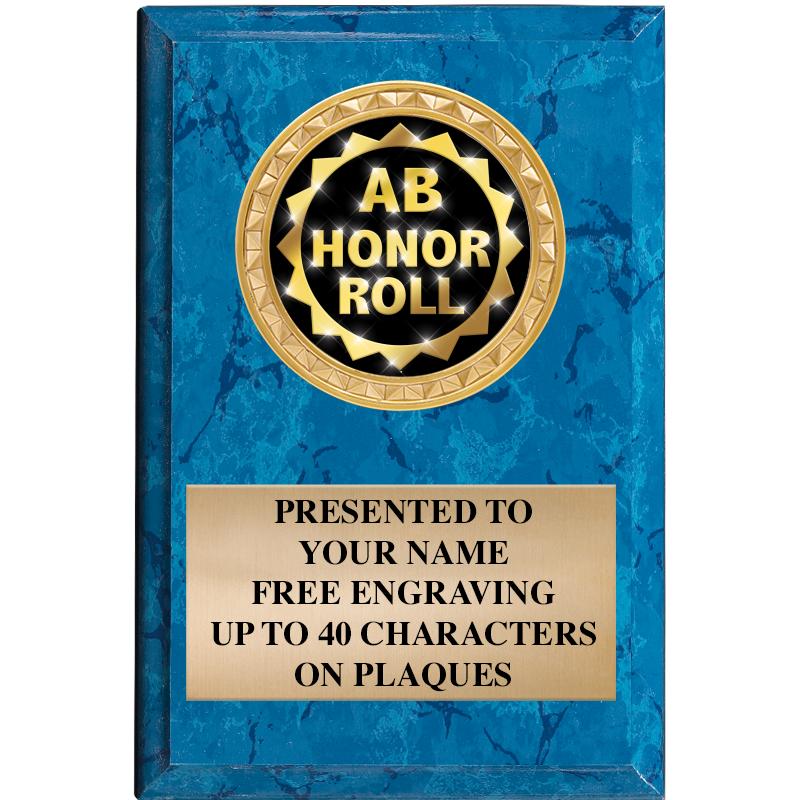 4" X 6" BLUE MBL INSERT PLQ